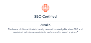 hubspot academy seo certification