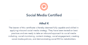 hubspot academy social media certification
